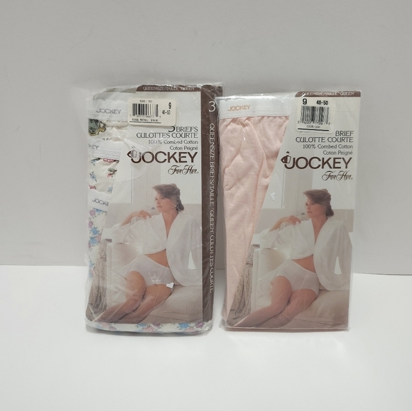 Vtg Jockey For Her Brief Queensize Culotte Courte 48-50 Combed Cotton 4 Painties - Picture 1 of 3